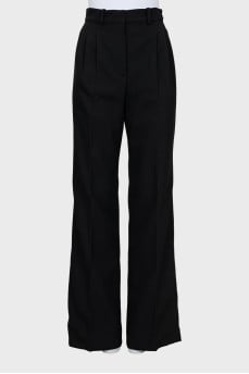 Black wool palazzo pants