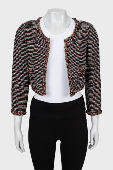 Striped jacket without fastening