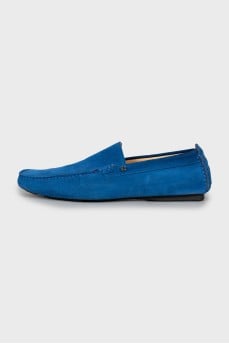 Men's blue suede moccasins
