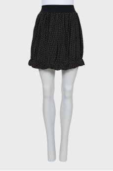 Silk mini skirt with polka dots