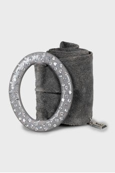Suede belt with rhinestone buckle