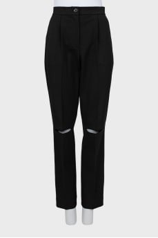 Straight-leg trousers with slits