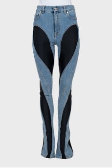 Combination jeans with raised seams