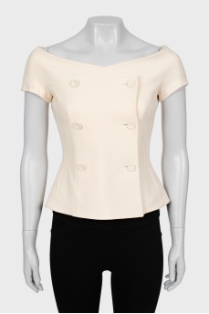 Double breasted off shoulder vest