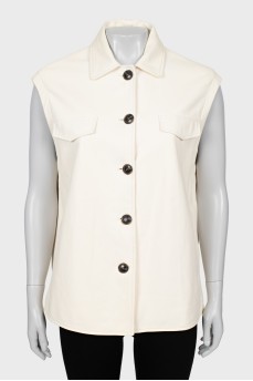 Straight cut leather vest