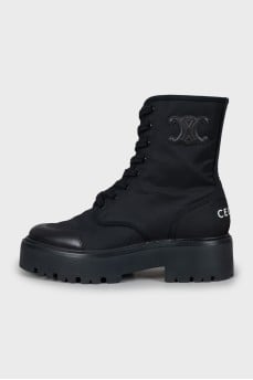 Textile boots with leather toe