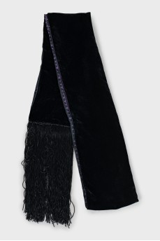 Velor scarf with fringe