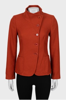 Wool jacket with high neck