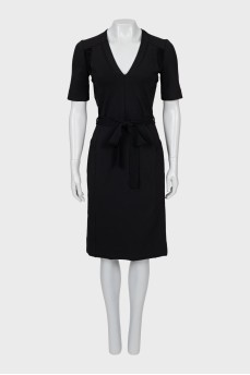 Fitted dress with velor inserts