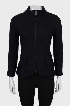 Wool cardigan with zipper