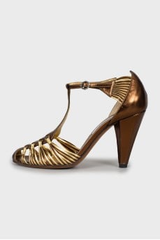 Two-tone wedge heel sandals