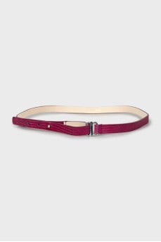 Pink leather embossed belt