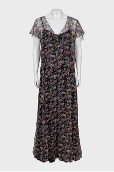 A-line silk maxi dress