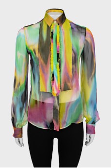 Mixed color silk shirt