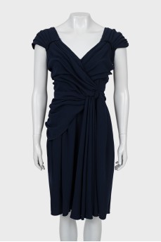 Blue dress with drapery