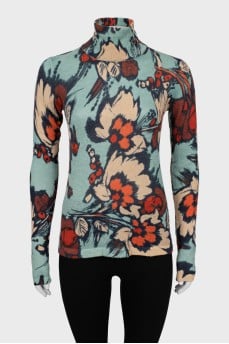 Floral knitted golf shirt