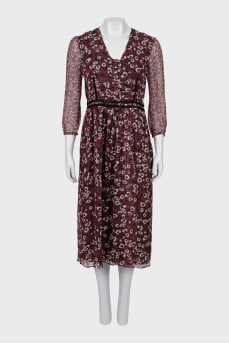 Floral silk midi dress
