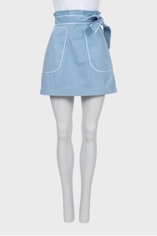 Blue skirt with contrast seams