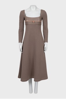 Knitted dress with eco-leather insert