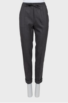 Tapered trousers with velor stripes