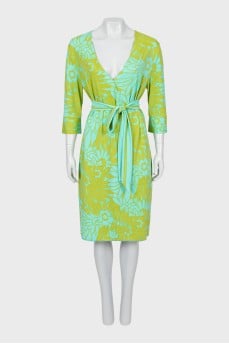 Printed fitted midi dress