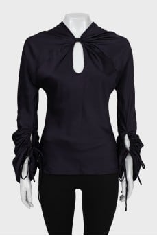 Fitted blouse with accent sleeves