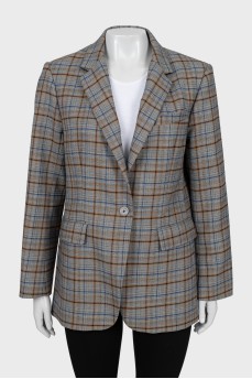 Checkered button-down jacket