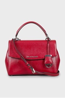 Red leather satchel bag