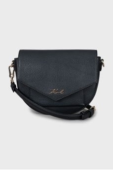 Leather bag with gold logo