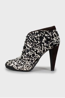 Printed pony leather ankle boots