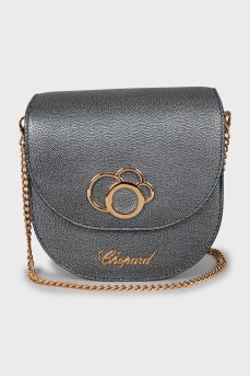 Gray crossbody bag with gold hardware