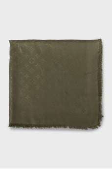 Green silk and wool scarf