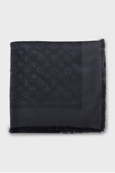 Gray silk and wool scarf