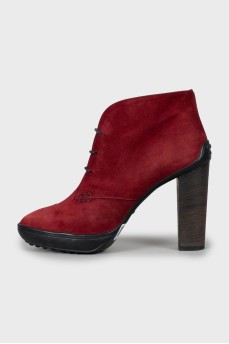 Suede ankle boots with wooden heels