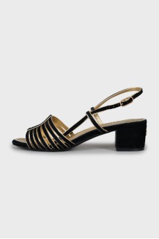 Two-tone block heel sandals