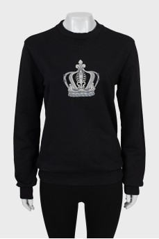 Black sweatshirt with embroidered print