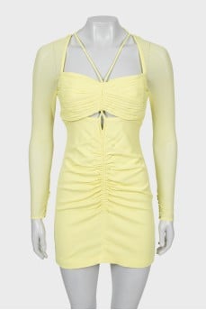 Mini dress with mesh sleeves