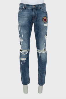 Men's jeans with ripped effect