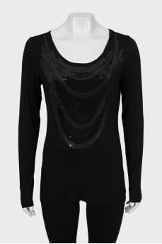 Tight-fitting long sleeve decorated with sequins