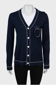 Blue cardigan with accent seams