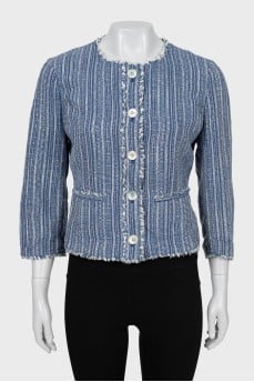 Striped jacket with raw edge