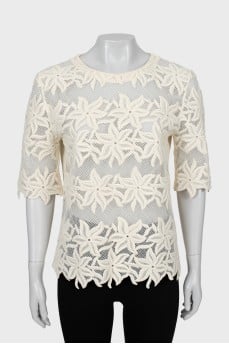 Short sleeve mesh blouse