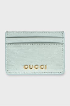 Leather cardholder with gold logo