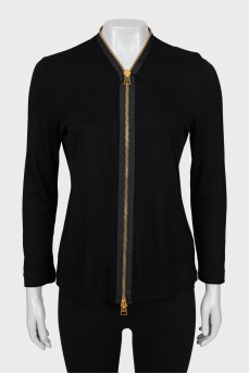 Fitted cardigan with gold zip