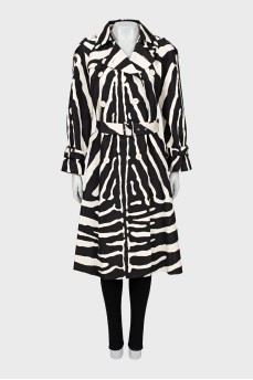 Silk trench coat in animal print