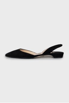 Suede low heel slingbacks