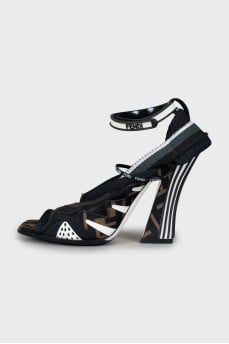 Signature print heeled sandals