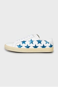 Leather sneakers decorated with sequins