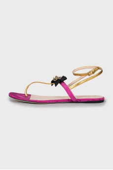 Sandals made of suede and leather with decor