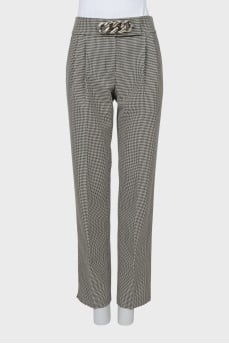 Straight trousers in houndstooth print